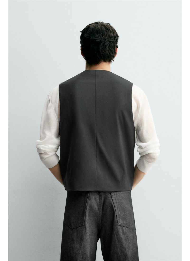 Жилет с контрастной структурой из шерсти Жилет с контрастной структурой из шерсти