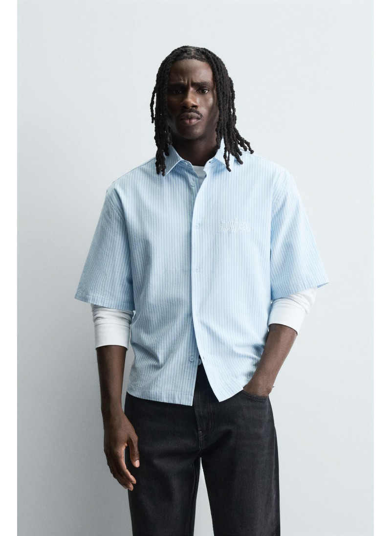 Рубашка с вышивкой полосатая Рубашка с вышивкой полосатая