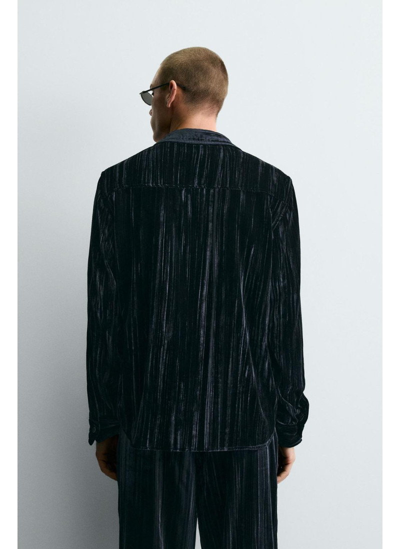 Рубашка-овершерт из плиссированного бархата Рубашка-овершерт из плиссированного бархата