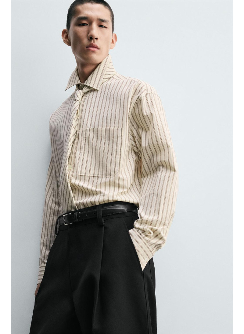 Рубашка в полоску с контрастным галстуком Рубашка в полоску с контрастным галстуком