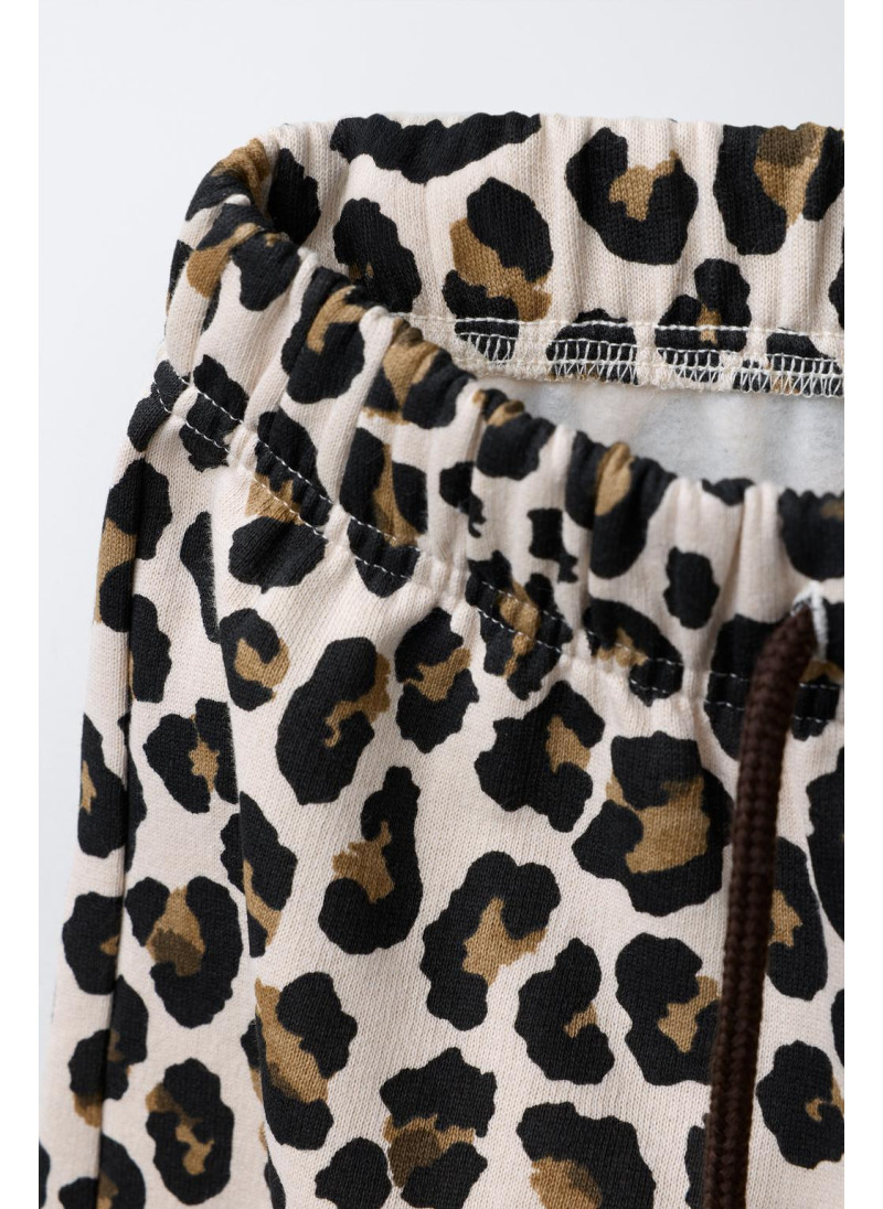 Штаны из мягкого меха с животным принтом Штаны из мягкого меха с животным принтом