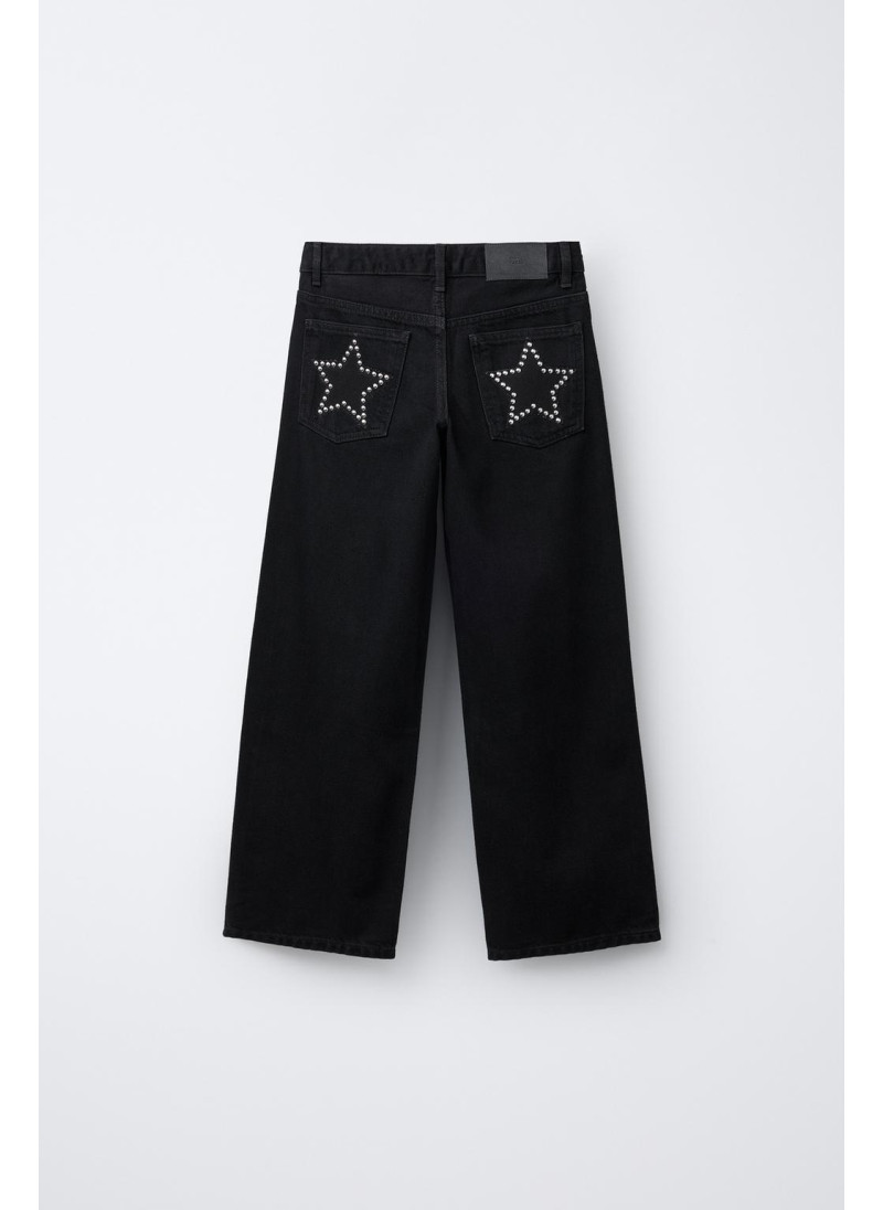 Джинсы прямого кроя с звездными заклепками Джинсы прямого кроя с звездными заклепками