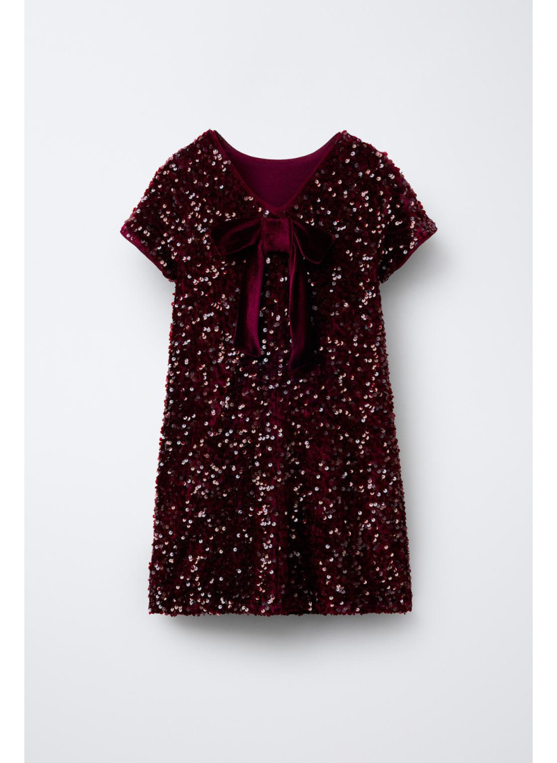Платье с пайетками и бархатным бантом Платье с пайетками и бархатным бантом