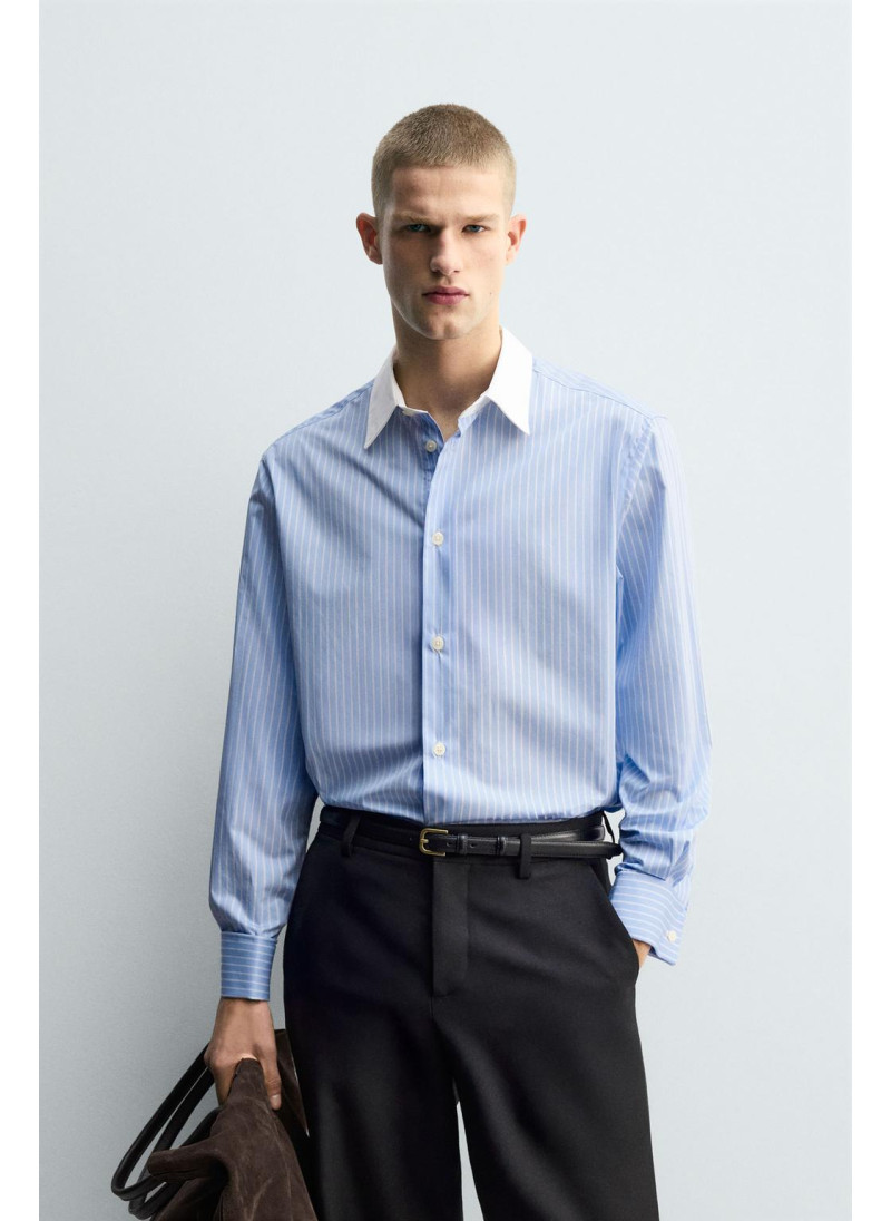 Рубашка в полоску с манжетами на запонках Рубашка в полоску с манжетами на запонках