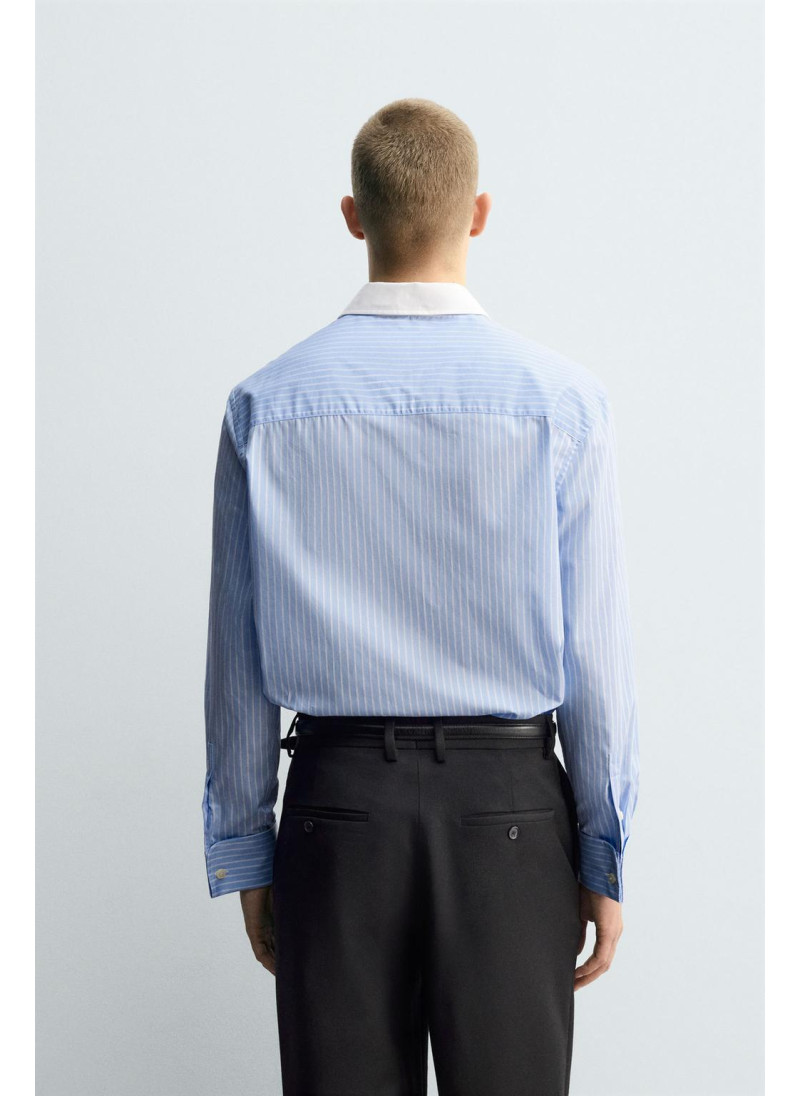 Рубашка в полоску с манжетами на запонках Рубашка в полоску с манжетами на запонках