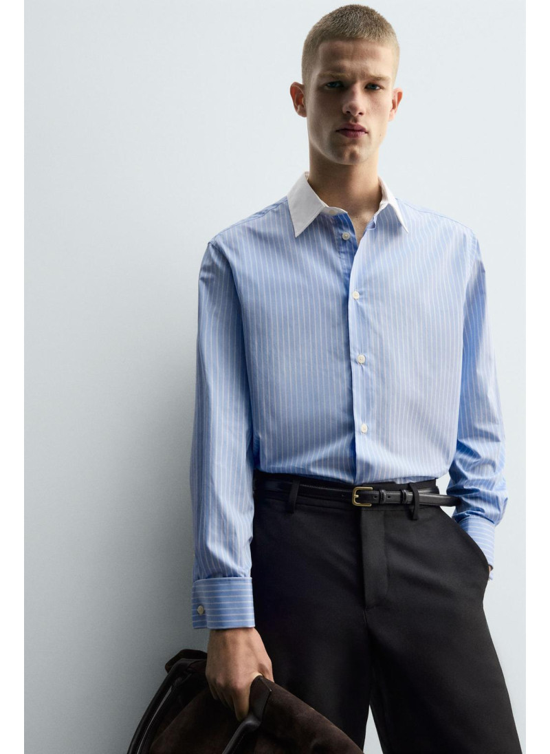 Рубашка в полоску с манжетами на запонках Рубашка в полоску с манжетами на запонках