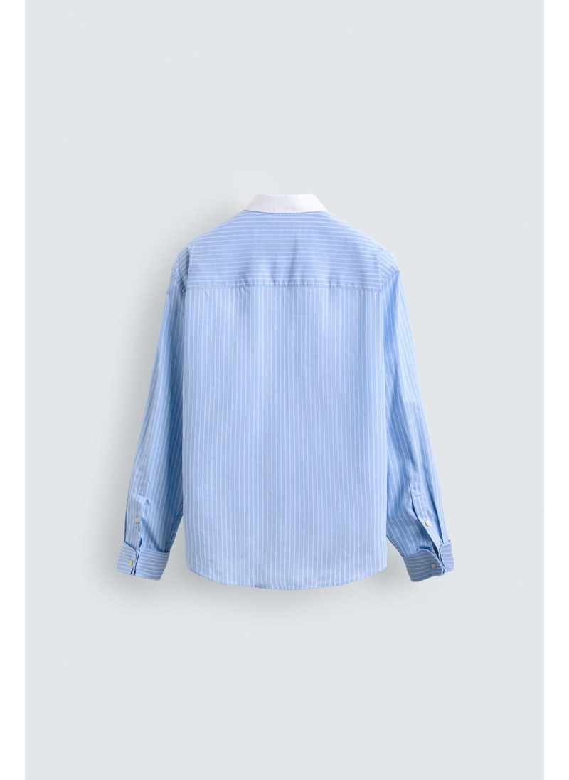 Рубашка в полоску с манжетами на запонках Рубашка в полоску с манжетами на запонках