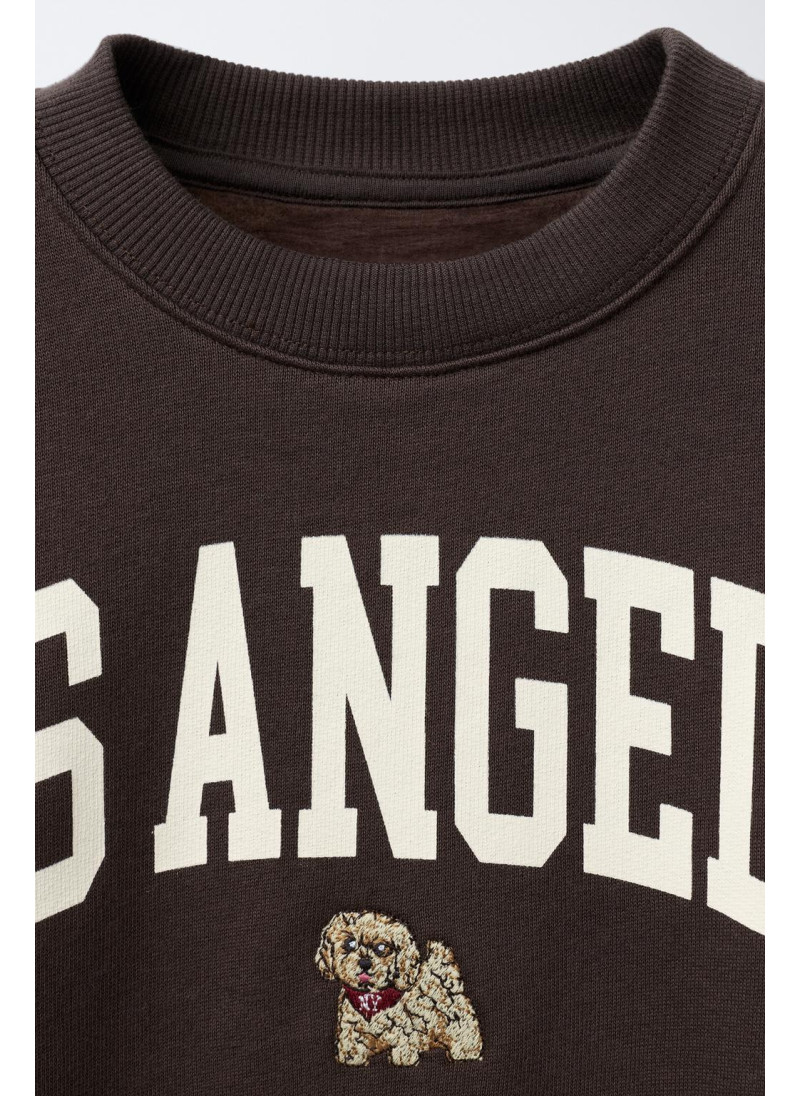 ТОЛСТОВКА С ВЫШИТОЙ НАДПИСЬЮ И ЩЕНКОМ ТОЛСТОВКА С ВЫШИТОЙ НАДПИСЬЮ И ЩЕНКОМ