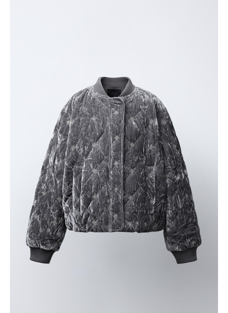 Украшенная бархатная бомбер-куртка Украшенная бархатная бомбер-куртка