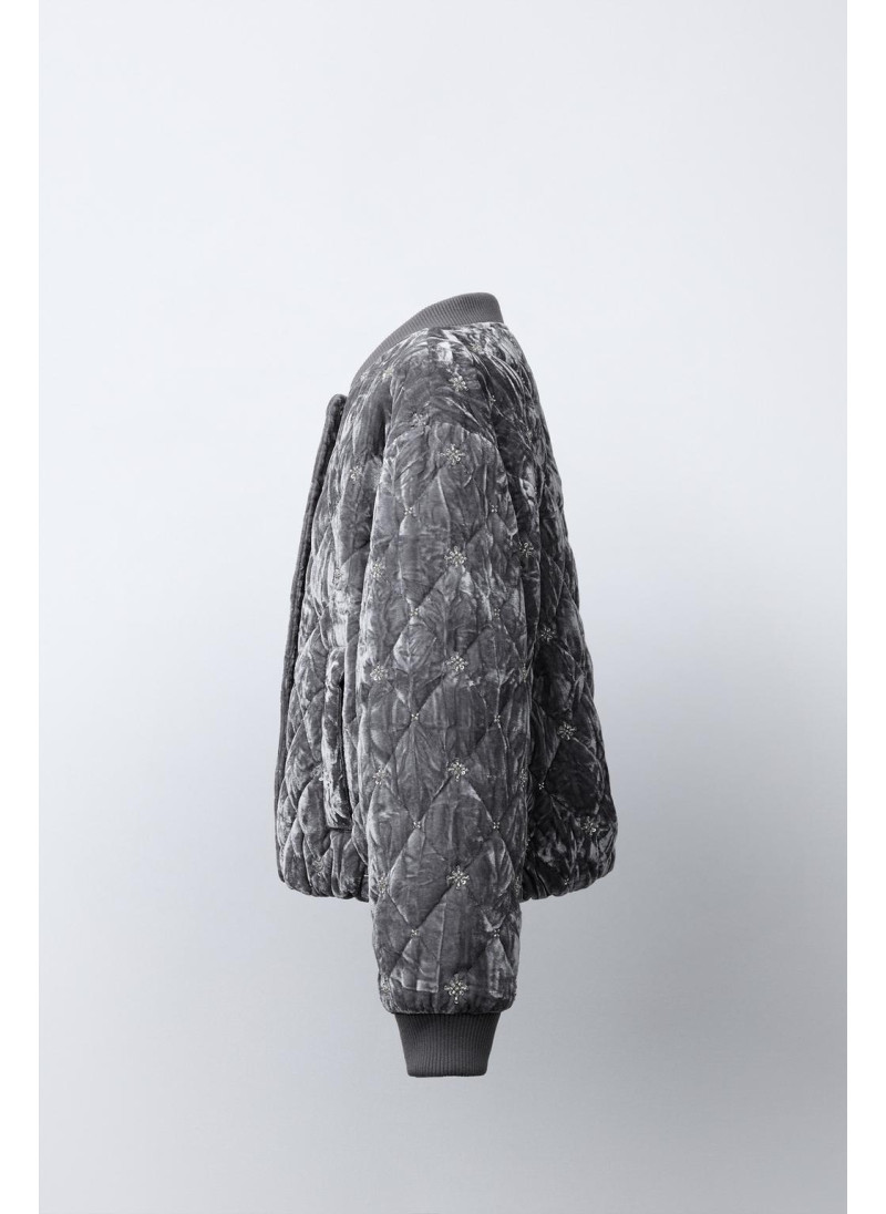 Украшенная бархатная бомбер-куртка Украшенная бархатная бомбер-куртка