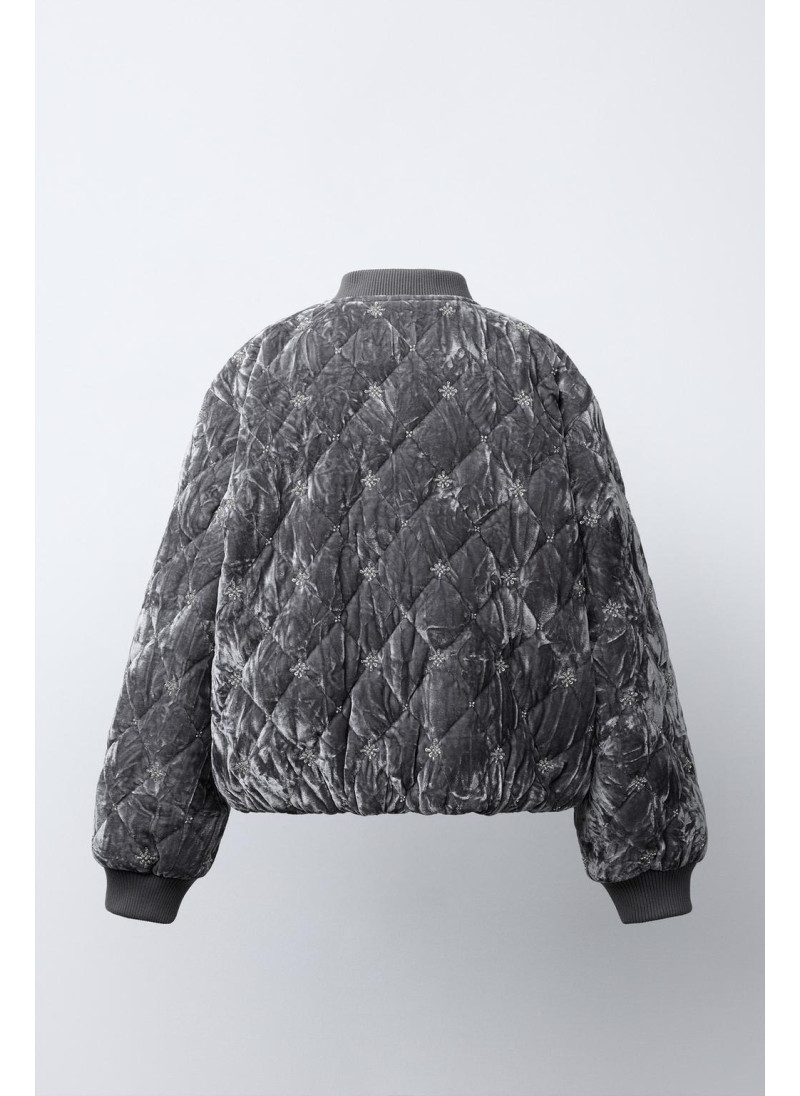 Украшенная бархатная бомбер-куртка Украшенная бархатная бомбер-куртка