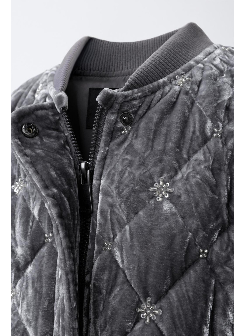 Украшенная бархатная бомбер-куртка Украшенная бархатная бомбер-куртка
