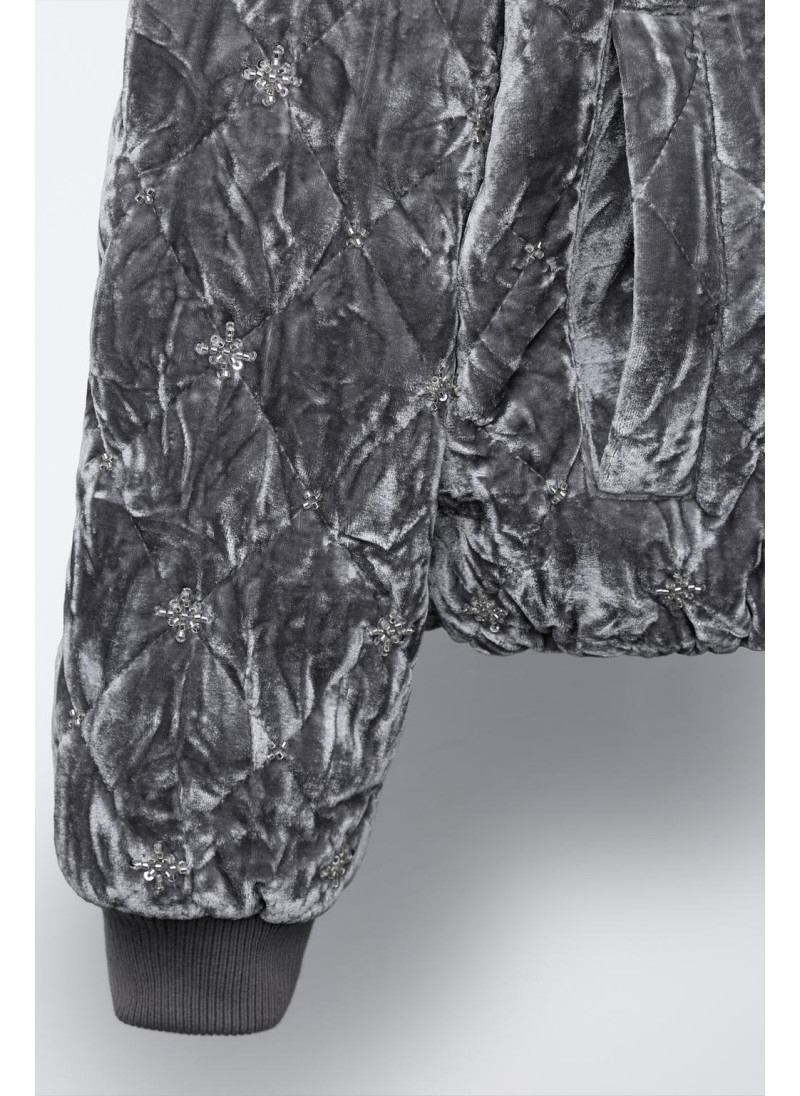 Украшенная бархатная бомбер-куртка Украшенная бархатная бомбер-куртка