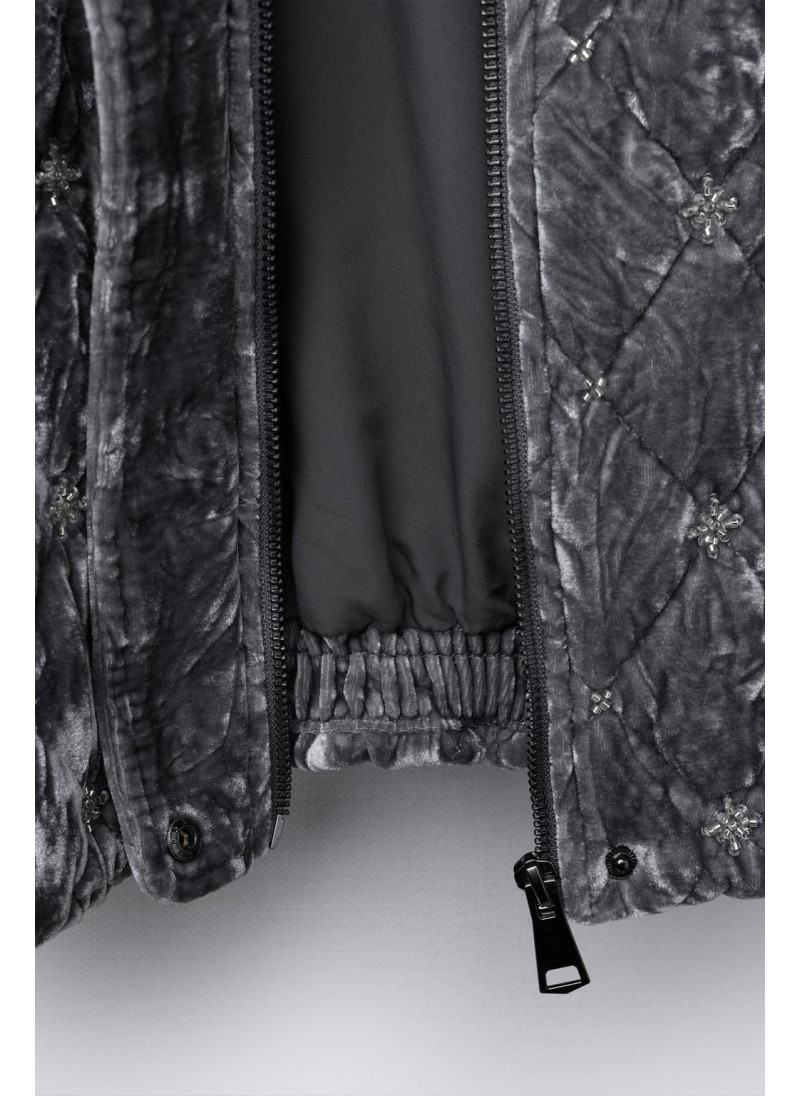 Украшенная бархатная бомбер-куртка Украшенная бархатная бомбер-куртка