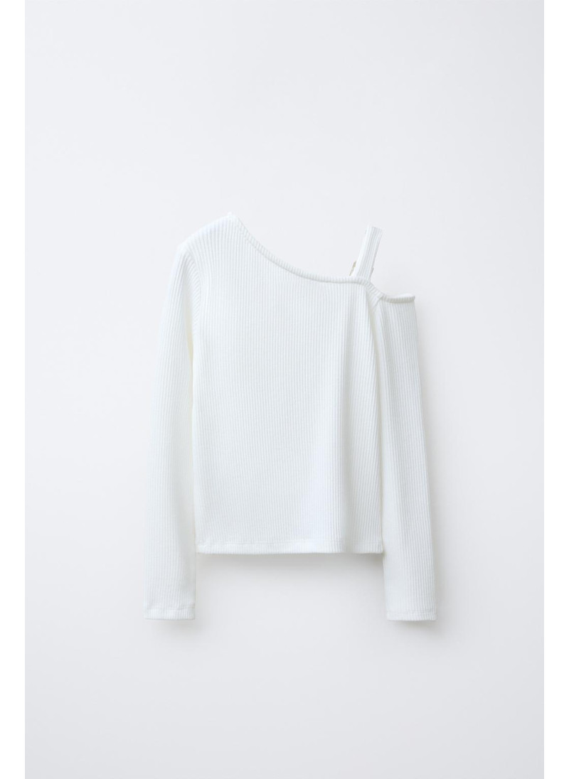 Футболка с ребристой фактурой и пряжками Футболка с ребристой фактурой и пряжками