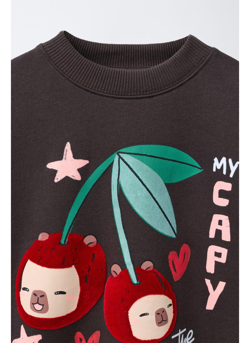 Свитшот flock cherry capybara capyfun © от zara Свитшот flock cherry capybara capyfun © от zara