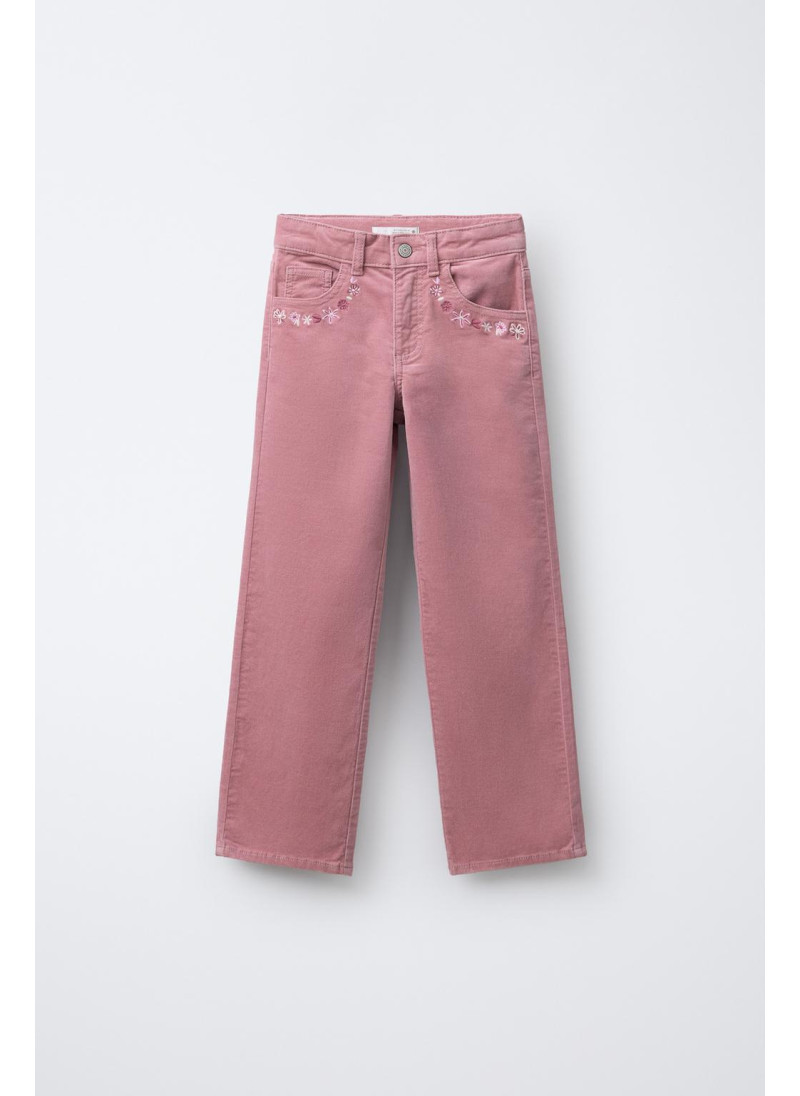 БАРХАТНЫЕ БРЮКИ С ВЫШИТЫМИ ЦВЕТАМИ БАРХАТНЫЕ БРЮКИ С ВЫШИТЫМИ ЦВЕТАМИ