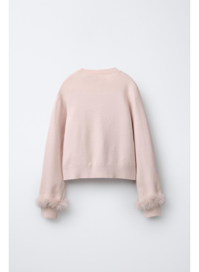 Пуловер из вязаного полотна с перьями Пуловер из вязаного полотна с перьями