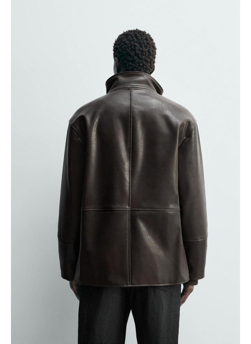 Куртка с контрастной отделкой под кожу Куртка с контрастной отделкой под кожу