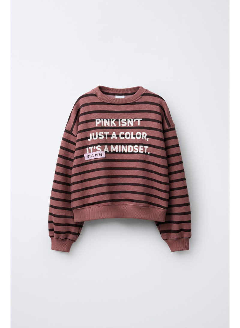 Свитшот в полоску с лозунгом Свитшот в полоску с лозунгом