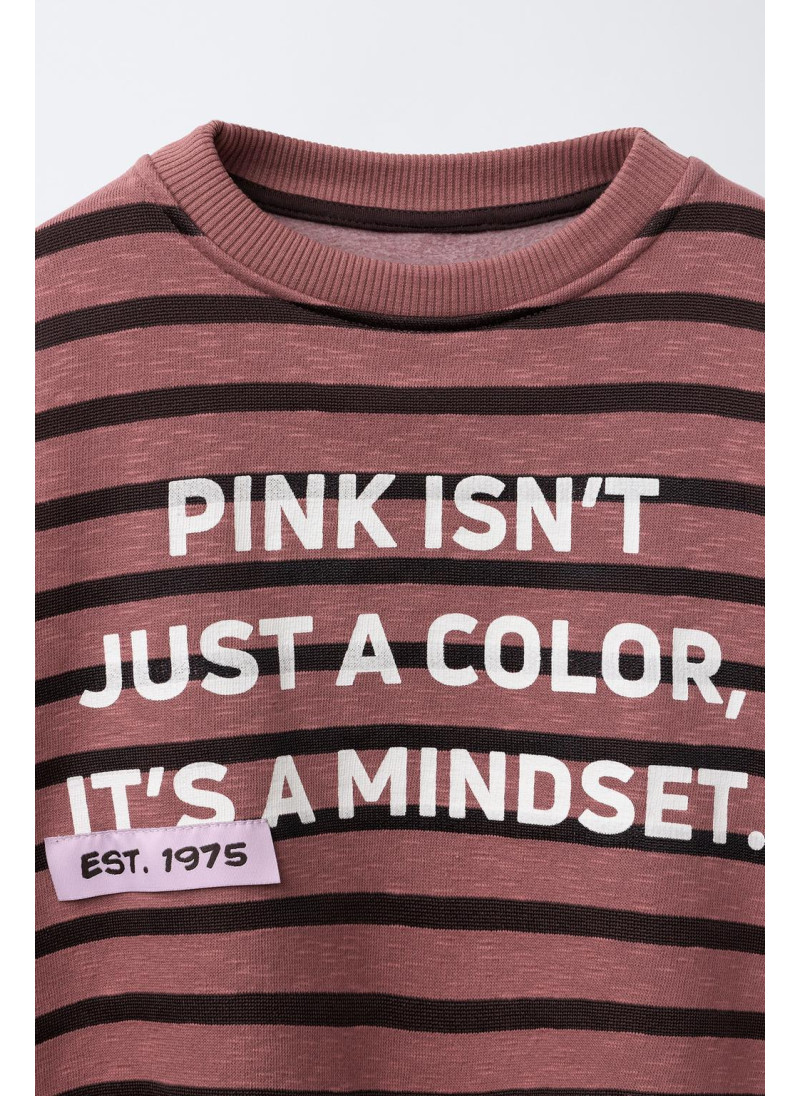 Свитшот в полоску с лозунгом Свитшот в полоску с лозунгом