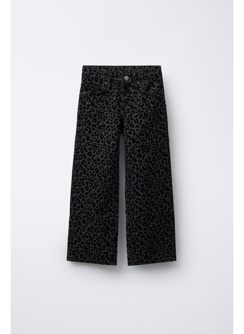 Джинсы animal print flock wide-leg
