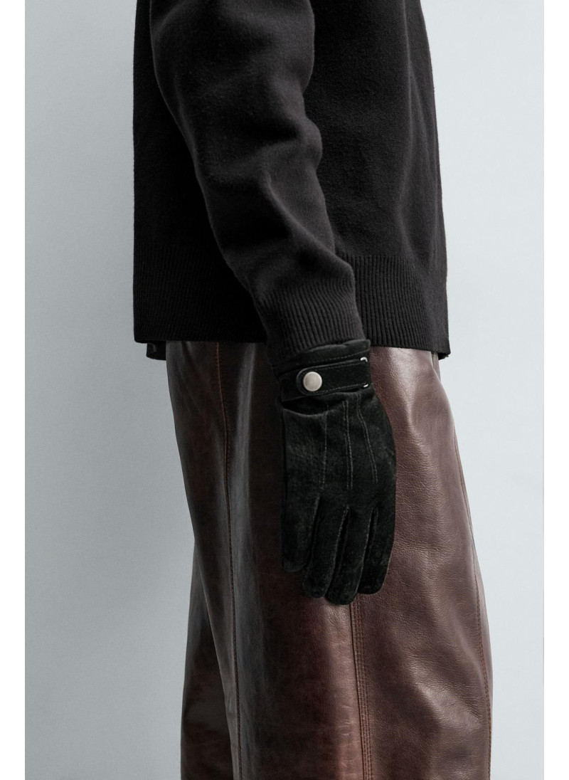 Кожаные перчатки с контрастной отделкой Кожаные перчатки с контрастной отделкой
