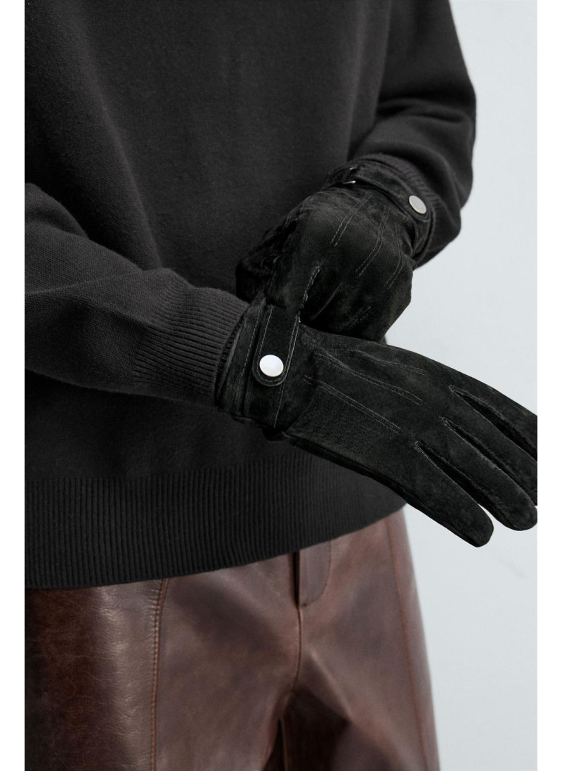 Кожаные перчатки с контрастной отделкой Кожаные перчатки с контрастной отделкой