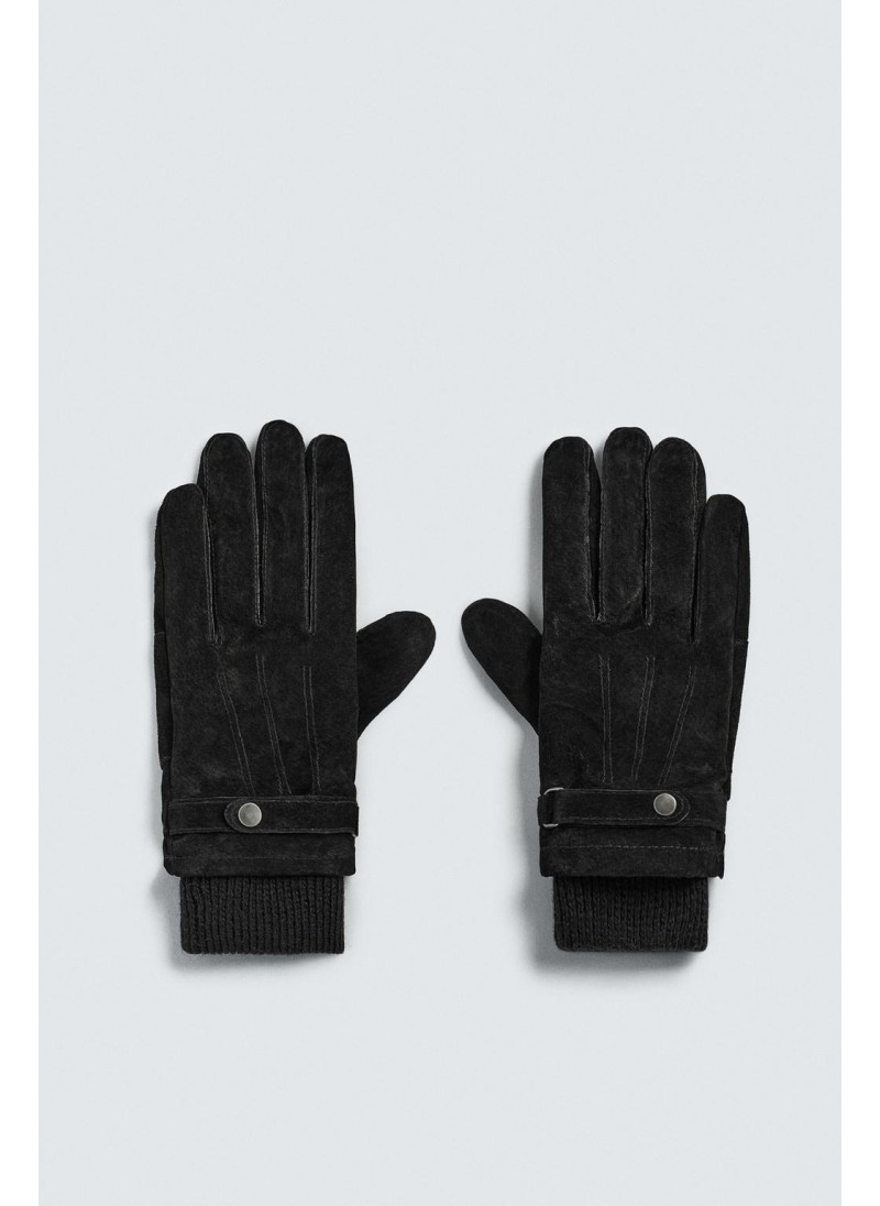 Кожаные перчатки с контрастной отделкой Кожаные перчатки с контрастной отделкой