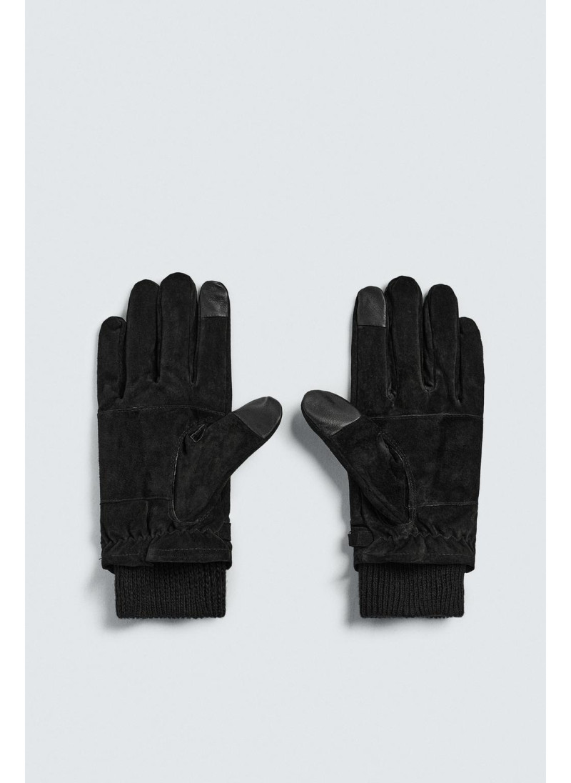 Кожаные перчатки с контрастной отделкой Кожаные перчатки с контрастной отделкой