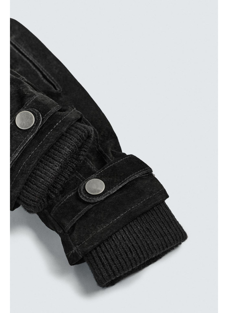 Кожаные перчатки с контрастной отделкой Кожаные перчатки с контрастной отделкой