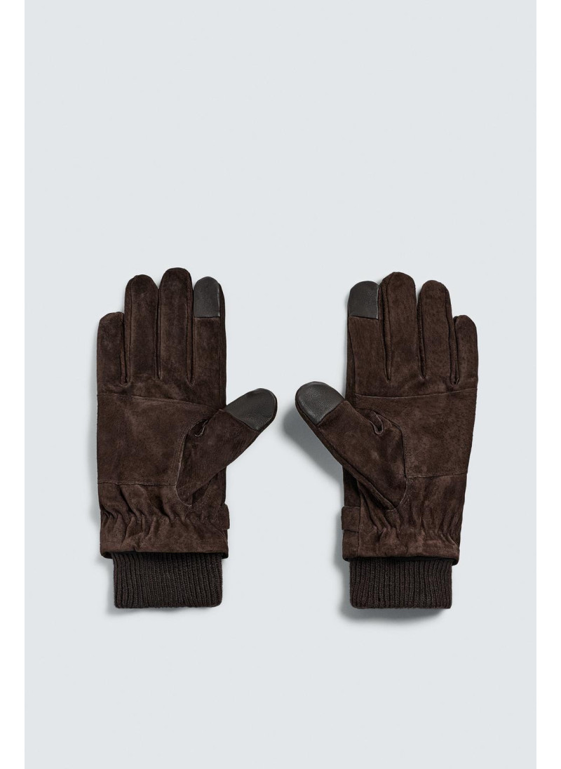 Кожаные перчатки с контрастной отделкой Кожаные перчатки с контрастной отделкой