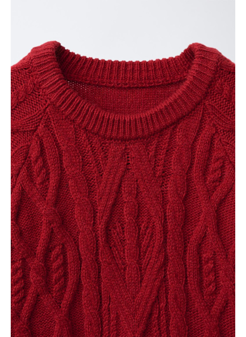 ВЯЗАНЫЙ СВИТЕР С УЗОРОМ «КОСЫ» ВЯЗАНЫЙ СВИТЕР С УЗОРОМ «КОСЫ»