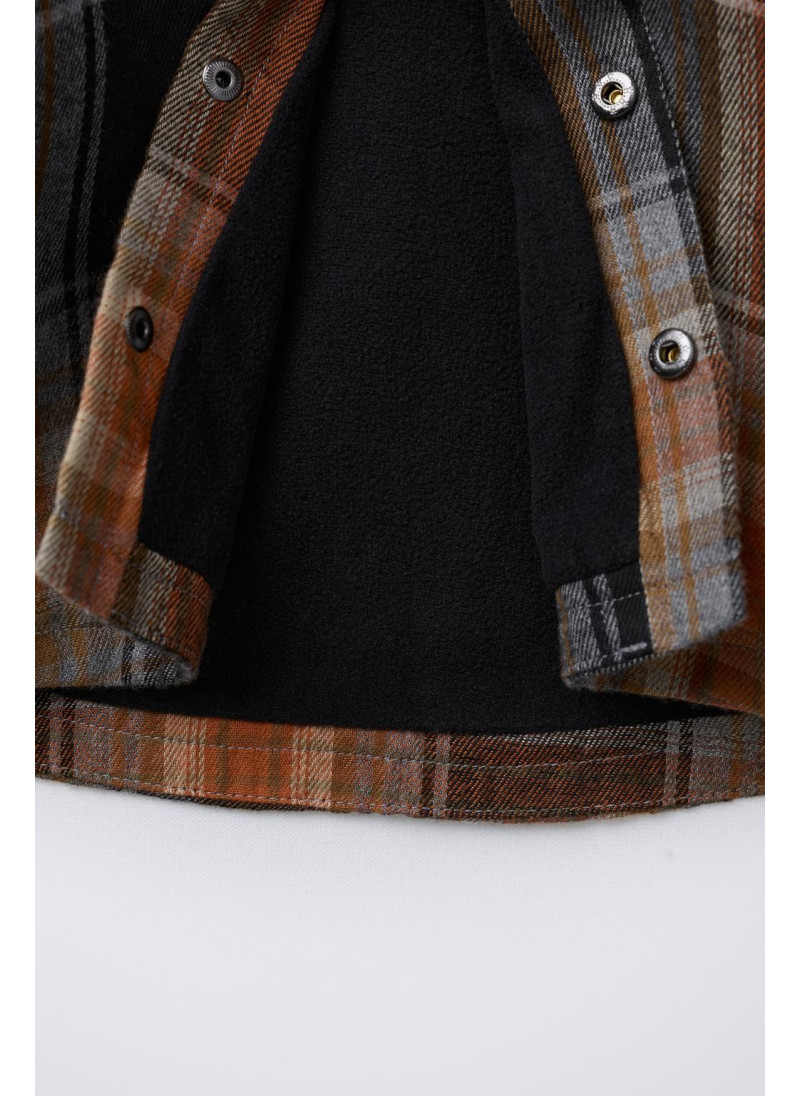 Рубашка-овершерт с капюшоном и клетчатым принтом Рубашка-овершерт с капюшоном и клетчатым принтом