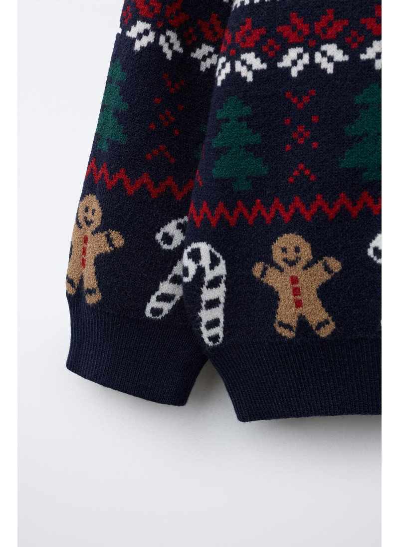 Джемпер с жаккардовым узором и принтом печенья Джемпер с жаккардовым узором и принтом печенья