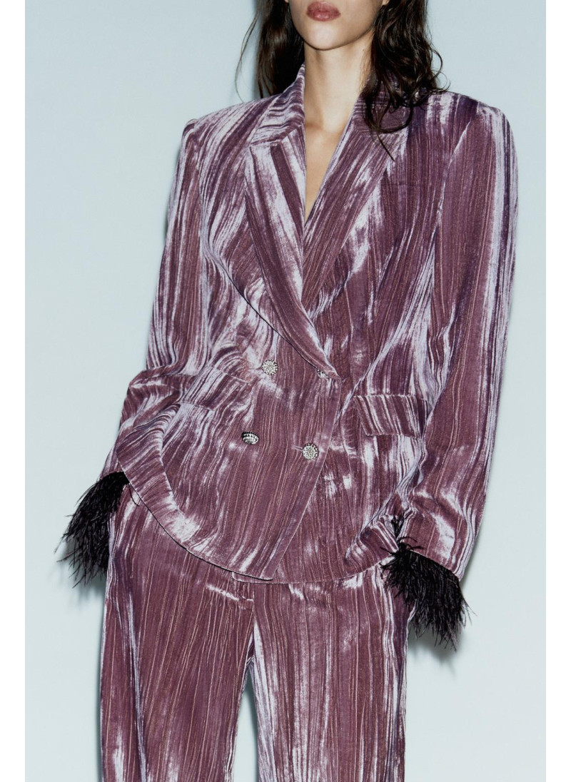 БЛЕЙЗЕР ИЗ БАРХАТА С ПЕРЬЯМИ БЛЕЙЗЕР ИЗ БАРХАТА С ПЕРЬЯМИ