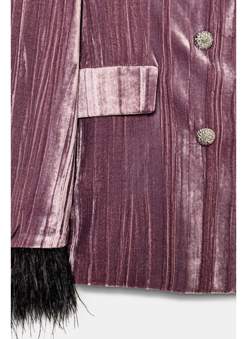 БЛЕЙЗЕР ИЗ БАРХАТА С ПЕРЬЯМИ БЛЕЙЗЕР ИЗ БАРХАТА С ПЕРЬЯМИ