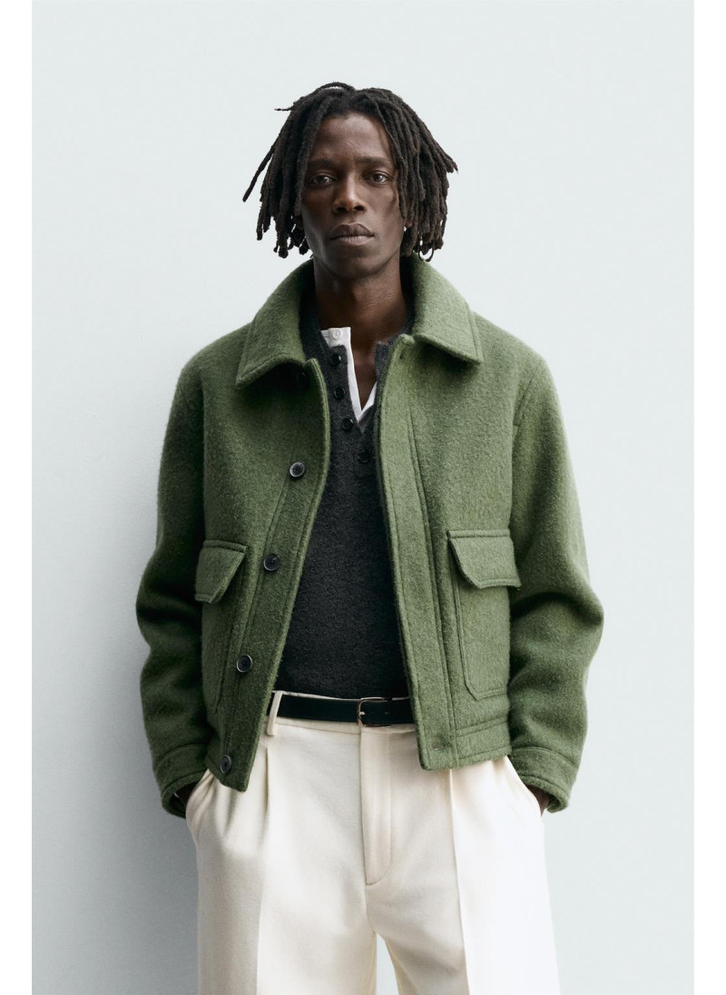 КУРТКА ИЗ СМЕСОВОЙ ШЕРСТИ С КАРМАНАМИ КУРТКА ИЗ СМЕСОВОЙ ШЕРСТИ С КАРМАНАМИ