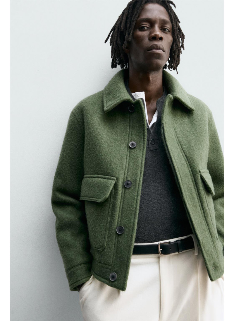 КУРТКА ИЗ СМЕСОВОЙ ШЕРСТИ С КАРМАНАМИ КУРТКА ИЗ СМЕСОВОЙ ШЕРСТИ С КАРМАНАМИ