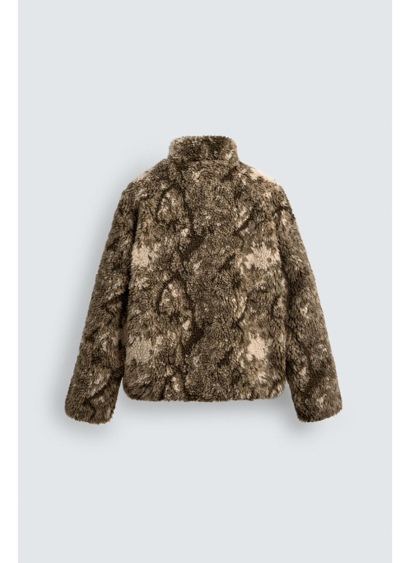 КУРТКА ИЗ ИСКУССТВЕННОЙ ОВЧИНЫ С ПРИНТОМ КУРТКА ИЗ ИСКУССТВЕННОЙ ОВЧИНЫ С ПРИНТОМ
