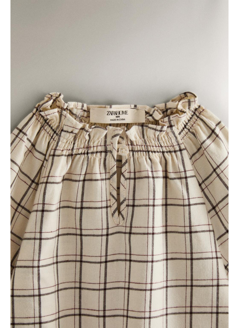 Детское хлопковое ночное платье в клетку на рождество Детское хлопковое ночное платье в клетку на рождество