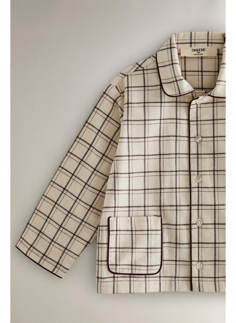 Набор детских рождественских пижам из хлопка в клетку Набор детских рождественских пижам из хлопка в клетку