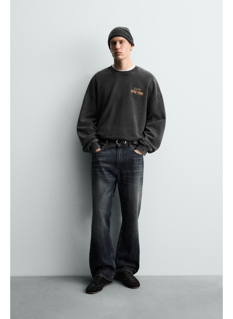 Толстовка с принтом и потер...