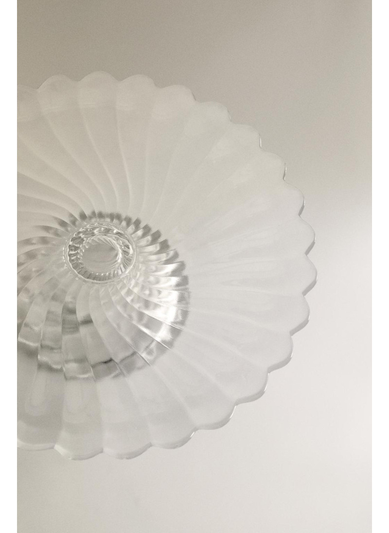 Прозрачный стеклянный тортовой поднос с полосками Прозрачный стеклянный тортовой поднос с полосками