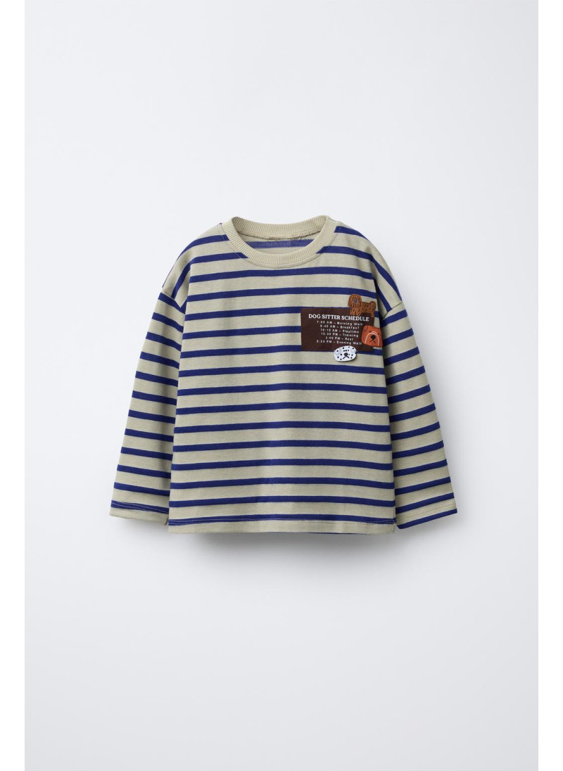 ЛОНГСЛИВ В ПОЛОСКУ С НАШИВКОЙ ЛОНГСЛИВ В ПОЛОСКУ С НАШИВКОЙ