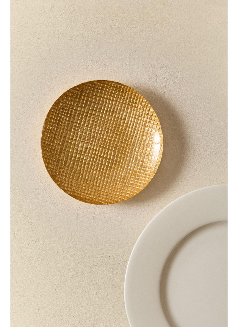 Золотая неправильной формы стеклянная тарелка Золотая неправильной формы стеклянная тарелка