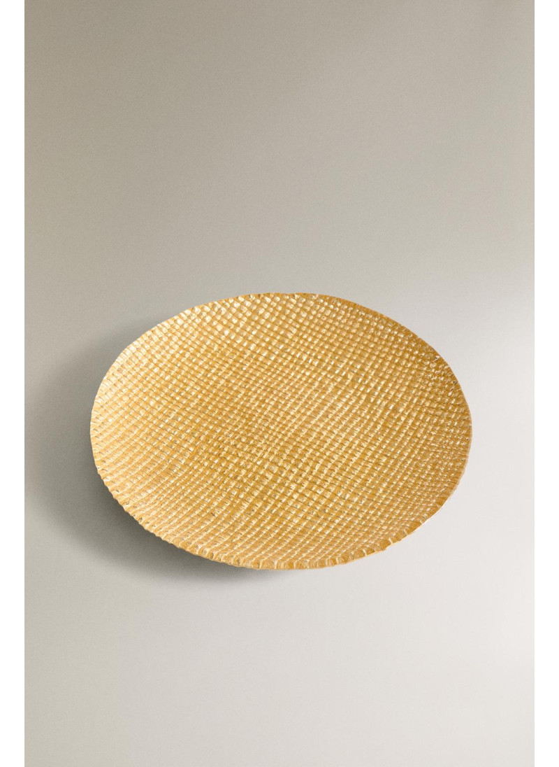 Золотая неправильная стеклянная десертная тарелка Золотая неправильная стеклянная десертная тарелка