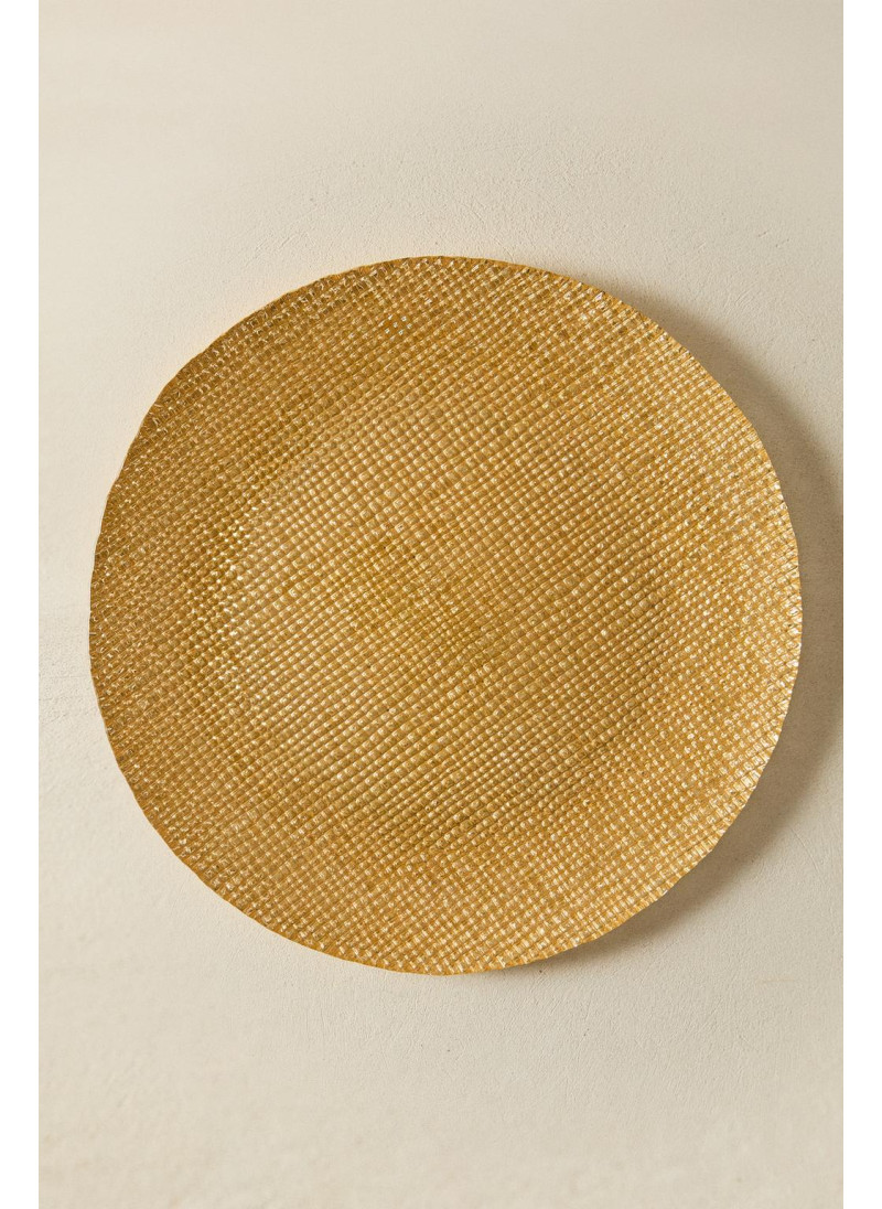 Золотое неровное стеклянное сервировочное блюдо Золотое неровное стеклянное сервировочное блюдо