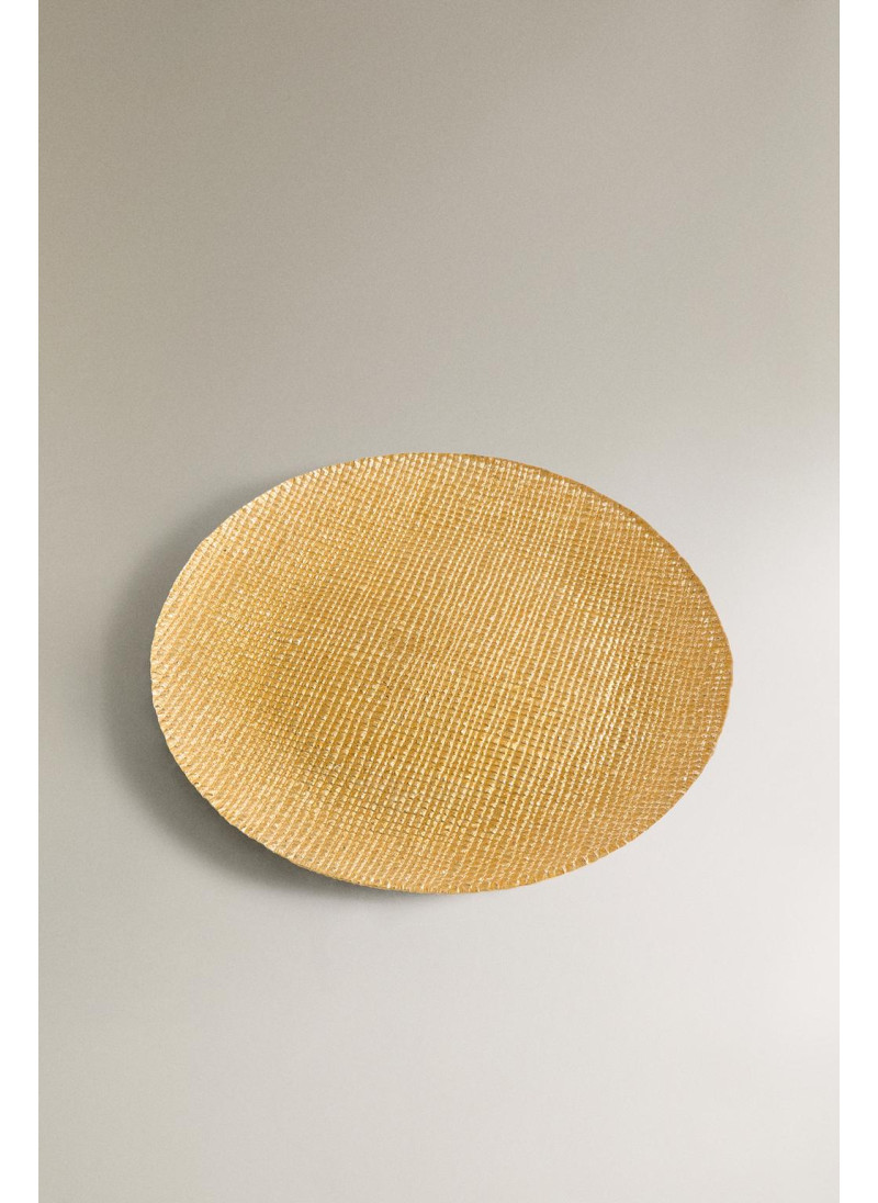 Золотое неровное стеклянное сервировочное блюдо Золотое неровное стеклянное сервировочное блюдо