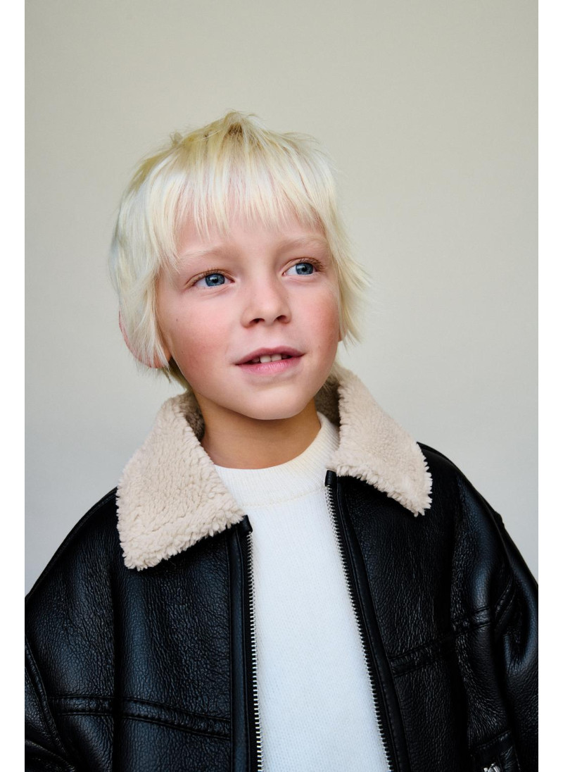 Полушерстяной куртка с эффектом кожи Полушерстяной куртка с эффектом кожи